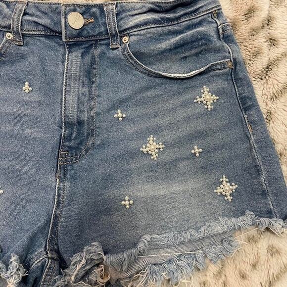 ban(jara) Pearl-Accent Denim Shorts – Size 9/28 - Picture 3 of 7